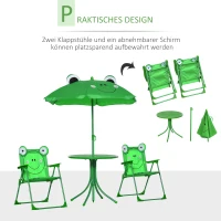 Outsunny 4-delig Kindermeubels tuin 2 klapstoelen parasol groen(m-3)