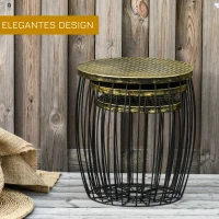 Outsunny salontafels bijzettafels metalen mand draadmand tuin tuintafel(m-4)