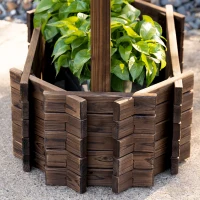 Outsunny verhoogd bed houten fontein met dak bloempot wensput plantenbak(m-9)