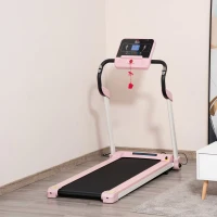 HOMCOM loopband opvouwbaar elektrisch 400 W 1-12 km/u 1.5HP mobiele telefoon houder roze(m-10)