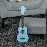 HOMCOM Ukulele Soprano da 21" in Legno Celeste con 4 Corde in Nylon e 2 Plettri(m-10)