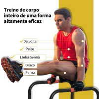 HOMCOM Suporte de treino de barras paralelas para flexões inclinadas construção muscular Calistênicos 63x41x73 cm Preto(m-6)