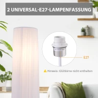 HOMCOM lampa podłogowa stojąca oświetlenie podłogowe do salonu E27 stal nierdzewna 120 cm biała(m-4)