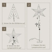 HOMCOM lampa stołowa, lampa świąteczna, papierowa gwiazda, lampa, świecąca gwiazda, biała + złota(m-5)