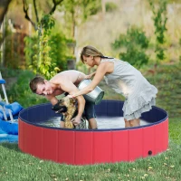 PawHut Basen dla psa Brodzik Basen Basen Kąpiel dla psa Czerwony Ø140 x szer. 30 cm(m-10)