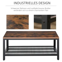 HOMCOM Stolik, stół do salonu, półka, stolik do sofy, metalowa rama(m-4)