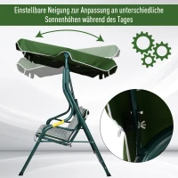 Outsunny huśtawka ogrodowa regulowany daszek przeciwsłoneczny metal zielony(m-4)