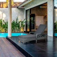 Outsunny leżak z technorattanu leżak ogrodowy z rattanu z regulowaną poduszką(m-9)