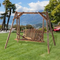 Outsunny huśtawka z dachem huśtawka ogrodowa 2-osobowa ławka bujana lite drewno naturalny(m-2)