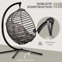 Outsunny fotel wiszący kosz wiszący ze stelażem z poduszką dla 1 osoby składany kosz(m-7)