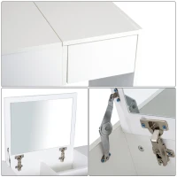 HOMCOM toaletka toaletka składane lustro kosmetyczne z białym taboretem(m-6)