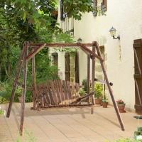 Outsunny huśtawka z dachem huśtawka ogrodowa 2-osobowa ławka bujana lite drewno naturalny(m-9)