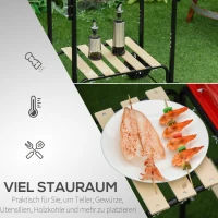 Outsunny wózek na grill na węgiel drzewny grill na węgiel drzewny z ochroną przed wiatrem 3x półka(m-5)