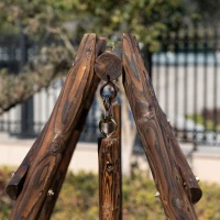 Outsunny huśtawka z dachem huśtawka ogrodowa 2-osobowa ławka bujana lite drewno naturalny(m-8)