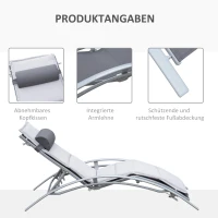 Outsunny Leżak, leżak ogrodowy, krzesło ogrodowe, fotel, aluminiowy, regulowany, szary(m-4)