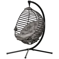 Outsunny fotel wiszący kosz wiszący ze stelażem z poduszką dla 1 osoby składany kosz(m-11)