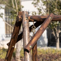 Outsunny huśtawka z dachem huśtawka ogrodowa 2-osobowa ławka bujana lite drewno naturalny(m-7)