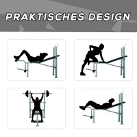 HOMCOM Wielofunkcyjna ławka treningowa ławka skośna wielofunkcyjna stacja fitness stal(m-7)
