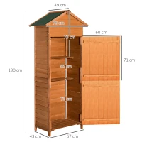 HOMCOM Garden Shed Wooden Shed Timber Garden Storage Shed Outdoor Sheds w/ Tilted-felt Roof and Two Lockable Doors, 190cm x 79cm x 49cm, Red Brown(m-3)