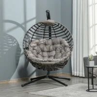 Outsunny fotel wiszący kosz wiszący ze stelażem z poduszką dla 1 osoby składany kosz(m-2)