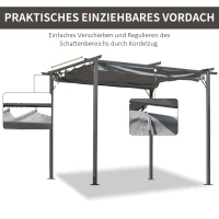 Outsunny pergola pawilon 3 x 3 m zadaszenie tarasu z dachem przesuwnym aluminium szary(m-5)