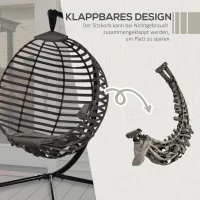 Outsunny fotel wiszący kosz wiszący ze stelażem z poduszką dla 1 osoby składany kosz(m-6)