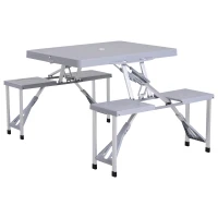 Outsunny stół kempingowy zestaw stół piknikowy zestaw wypoczynkowy składany stół z 4 aluminiowymi krzesłami(m-11)