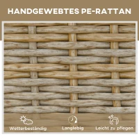 Outsunny leżak z polirattanu z poduszkami na rolkach, 4-stopniowa regulacja naturalny(m-6)