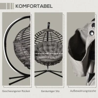 Outsunny fotel wiszący kosz wiszący ze stelażem z poduszką dla 1 osoby składany kosz(m-4)