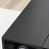 HOMCOM Modern Coffee Table with Tempered Glass Top, Cocktail Table with 3-Tier Storage Shelves for Living Room, Black(m-7)