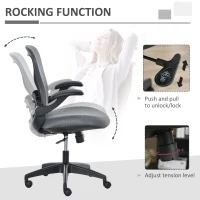 Vinsetto Ergonomic Mesh Office Chair Flip-Up Arm, Grey(m-5)