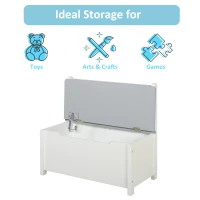 HOMCOM Wooden Toy Box Storage Chest Seating Bench Organizer for Kids Ottoman with Safety Hinge(m-5)