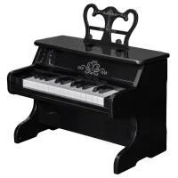 HOMCOM Pianoforte Giocattolo per Bambini 3-6 Anni, Tastiera 25 Tasti con Supporto Spartiti, 39.5x23.5x38.5cm, Nero(m-10)