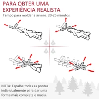 HOMCOM Árvore de Natal Artificial 180cm com 1443 Ramos Folhas de PVC Base Dobrável e Suporte Metálico Verde(m-5)