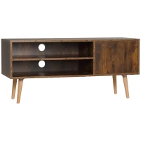 HOMCOM TV Unit Cabinet for TVs up to 55 Inches, TV Stand with Cupboard and Storage Shelves, Cable Holes for Living Room, Brown(m-1)