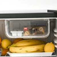 HOMCOM Mini réfrigérateur frigo compact de 46 L avec congélateur 4,5L température réglable 0 à 10°c, étagères amovibles et porte réversible 44,5 x 46,5 x 49,8 cm noir(m-9)