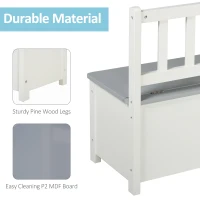 HOMCOM Wooden Toy Box Storage Chest Seating Bench Organizer for Kids Ottoman with Safety Hinge(m-7)