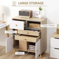 HOMCOM Modern Sideboard Storage Cabinet, Free Standing Accent Cupboard with 3 Drawers for Bedroom, Living Room, Hallway, Natural, White, Grey(m-4)