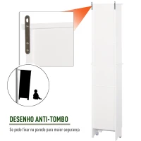 HOMCOM Coluna Casa de Banho com 1 Porta 3 Prateleiras Abertas e Prateleira Interior Ajustável 34x20x165cm Branco(m-8)