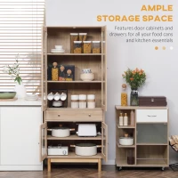 HOMCOM Credenza Moderna per Cucina in Legno con Ante in Vetro, Cassetto e Mensole Regolabili, 76x40x183cm(m-4)