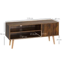HOMCOM TV Unit Cabinet for TVs up to 55 Inches, TV Stand with Cupboard and Storage Shelves, Cable Holes for Living Room, Brown(m-3)