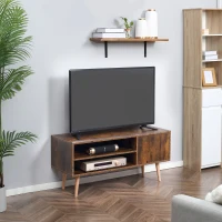 HOMCOM TV Unit Cabinet for TVs up to 55 Inches, TV Stand with Cupboard and Storage Shelves, Cable Holes for Living Room, Brown(m-2)