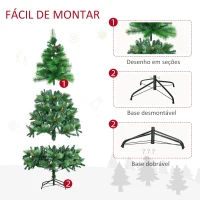 HOMCOM Árvore de Natal Artificial 180cm com 782 Ramos 56 Pinhas Folhas de PVC Base Dobrável e Suporte Metálico Verde(m-7)