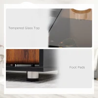 HOMCOM Modern Coffee Table with Tempered Glass Top, Cocktail Table with 3-Tier Storage Shelves for Living Room, Black(m-6)