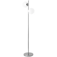 HOMCOM Lampadaire design néo-rétro 2 boules max. 40 W métal argenté(m-1)