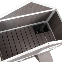 PawHut Katzenhaus Tannenholz Katzenhütte Katzenhöhle mit Plattform Katzenvilla Kleintierhaus für Katzen 2 Ebenen Indoor Outdoor Katzengehege wärmeisoliert wetterfest Grau 100 x 62,5 x 119 cm(m-8)