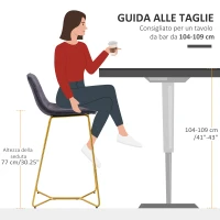 HOMCOM Set 2 Sgabelli da Bar con Schienale e Poggiapiedi 48x56.5x103cm, Velluto Grigio(m-7)