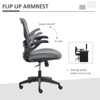 Vinsetto Ergonomic Mesh Office Chair Flip-Up Arm, Grey(m-6)