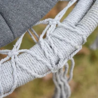 Outsunny Macrame Hanging Chair Swing Hammock for Indoor & Outdoor Use with Backrest, Cotton-Polyester Blend,Fringe Tassels,  Grey(m-12)