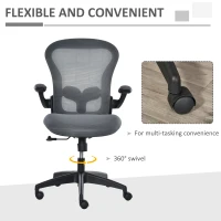 Vinsetto Ergonomic Mesh Office Chair Flip-Up Arm, Grey(m-8)